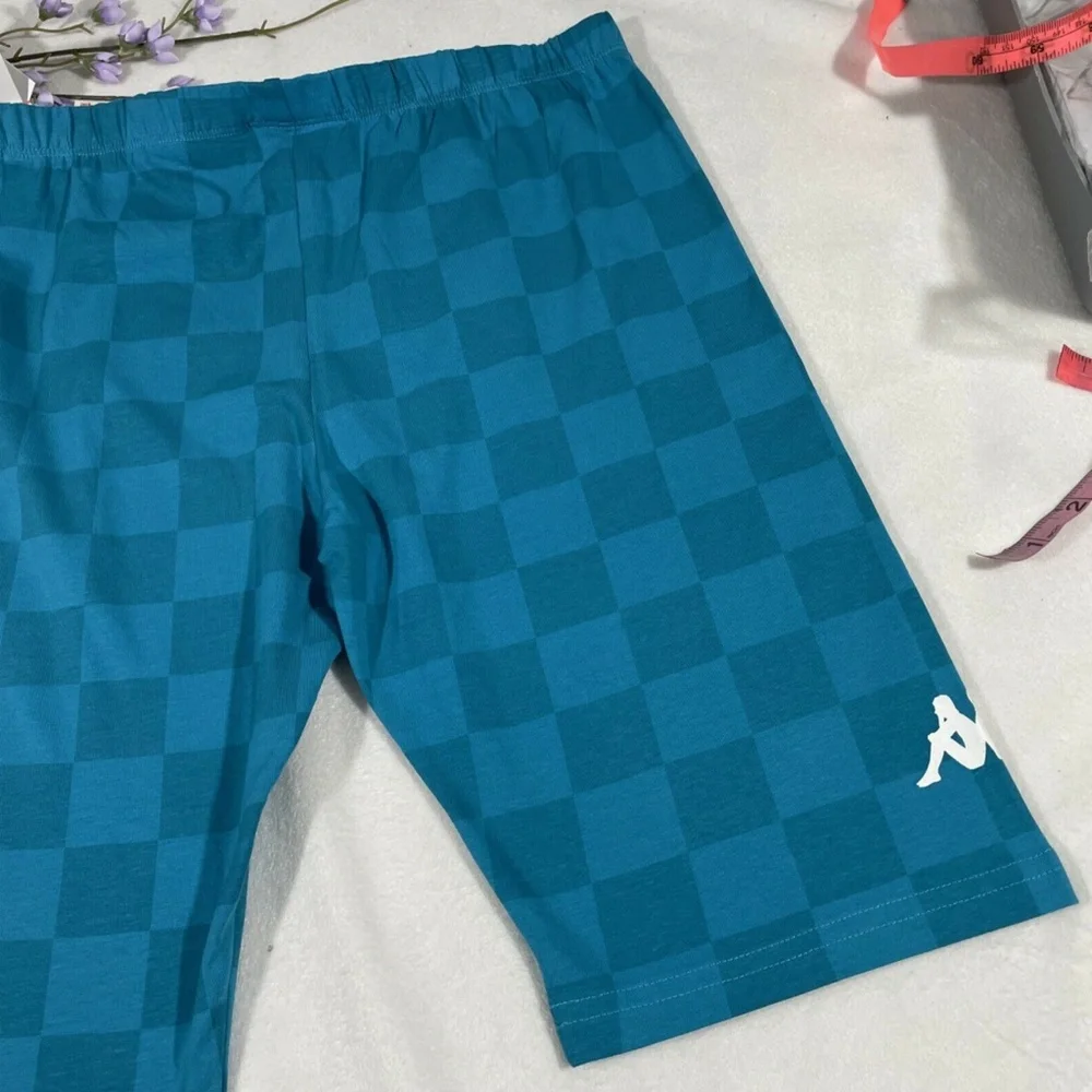 NEW Kappa‎ [ Small ] Checkerboard EMIAZA biker shorts in Sea Green